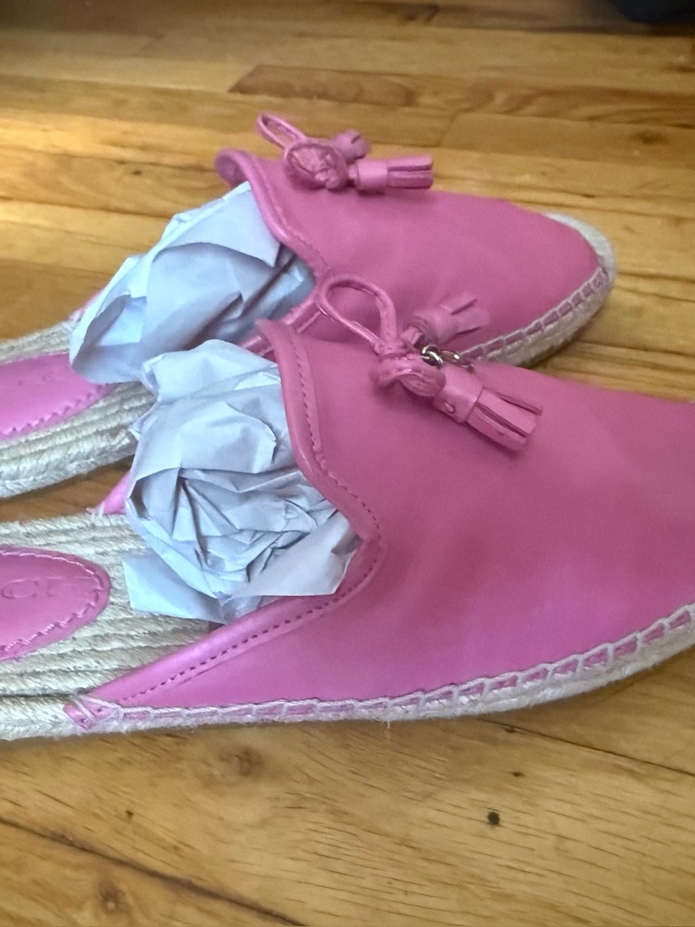 Coach CASSIDY ESPADRILLE (COACH FG3459) Pink Leather Mules with Bow Detail - Picture 4 of 8